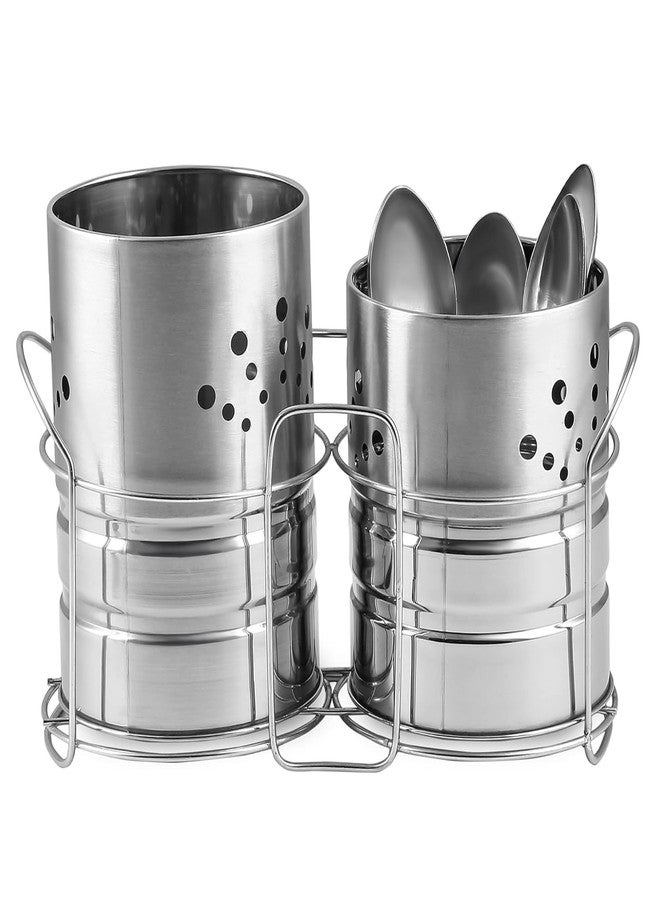 JEMEI Cutlery Holder with Spoon Forks Stand | Stainless Steel Multipurpose Organizer for Kitchen & Home | Spoon Stand, Toothbrush Holder, Kitchen Organizer | Spoons, Forks, Knives, Spatulas Holder - Image 1